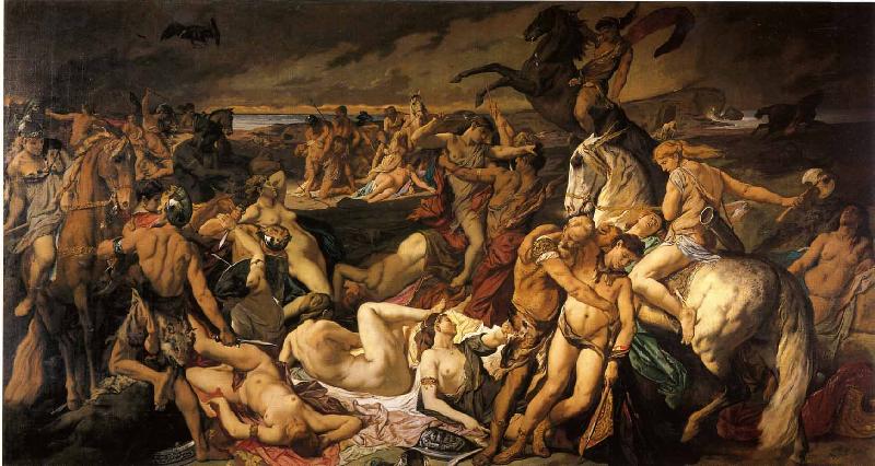 Anselm Feuerbach Die Amazonenschlacht Germany oil painting art